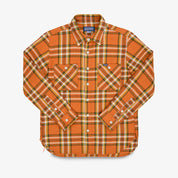 IHSH-442-ORA - SS26 - 9oz Selvedge Flannel Work Shirt - Orange Check
