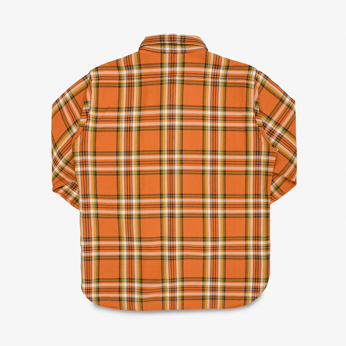 IHSH-442-ORA - 9oz Selvedge Flannel Work Shirt - Orange Check