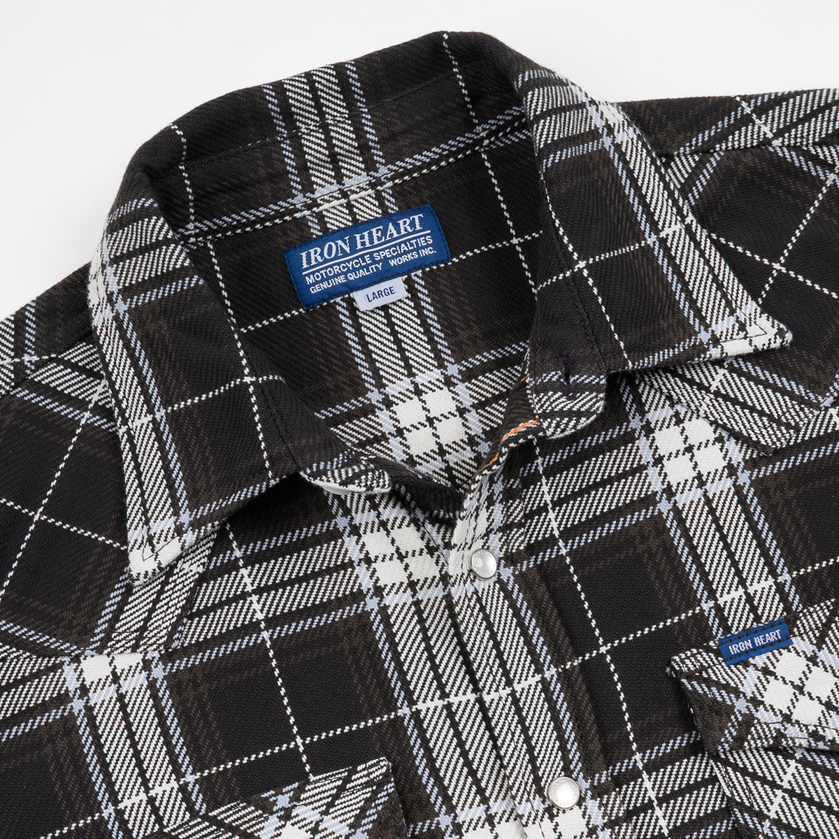 IHSH-439-BLK - 9oz Selvedge Flannel Western Shirt - Black Check IHSH-439-BLK - 9oz Selvedge Flannel Western Shirt - Black Check