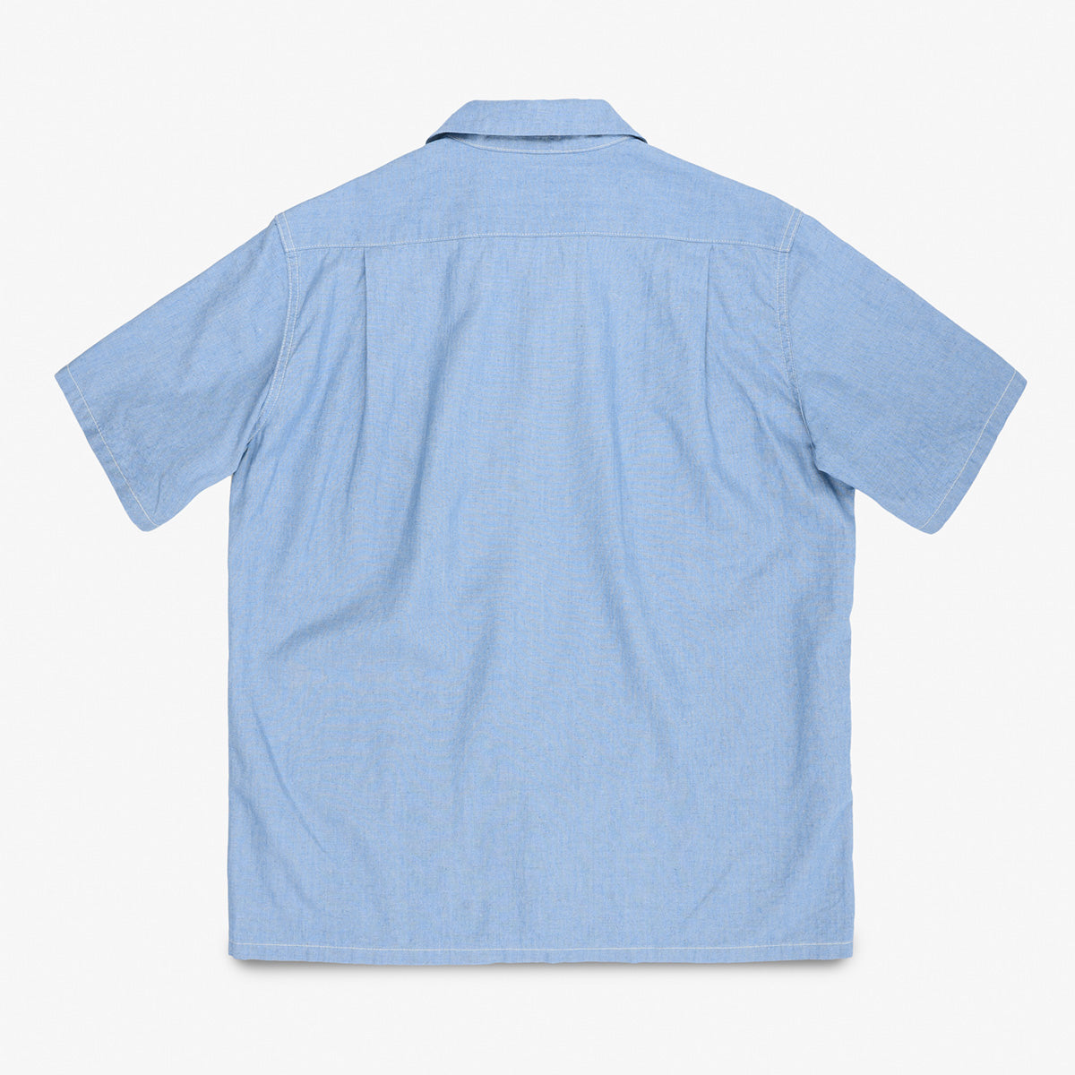 IHSH-447-SAX - SS26 - 5oz Cotton Linen Open Collar Short Sleeve Shirt - Sax Blue