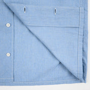 IHSH-447-SAX - SS26 - 5oz Cotton Linen Open Collar Short Sleeve Shirt - Sax Blue