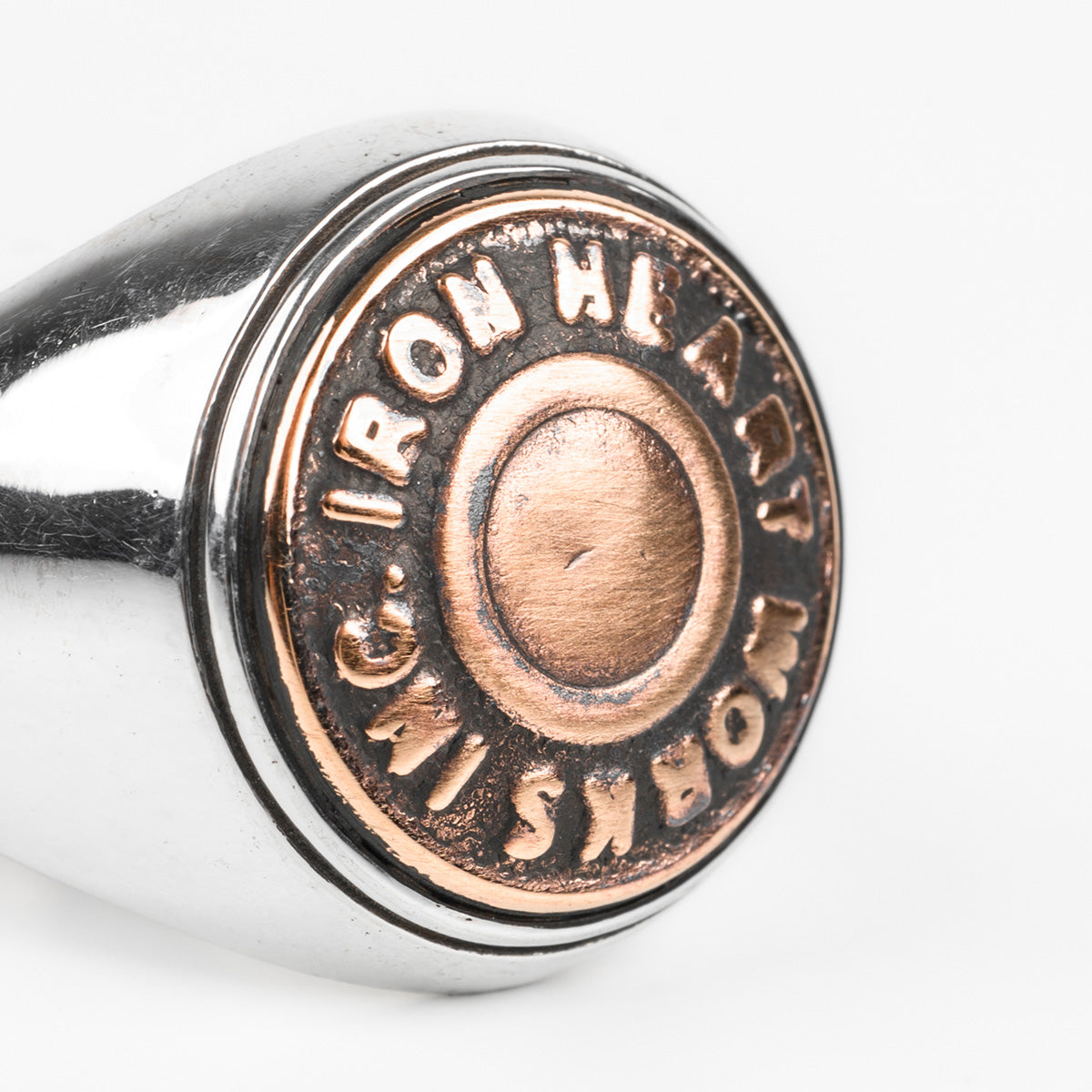 IHSI-16 - Iron Heart Sterling Silver Button Ring