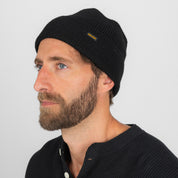 IHG-080-BLK - Wool Ribbed Beanie - Black