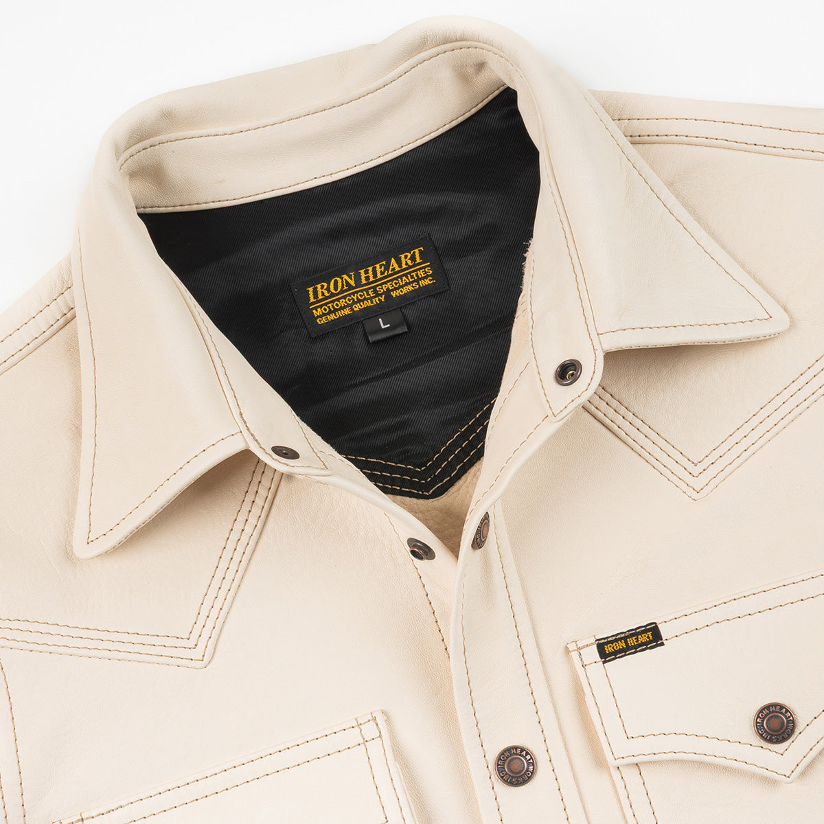 IHSB-PR-NAT - Iron Heart X Simmons Bilt Horsehide Western Shirt - The Pale Rider - Natural