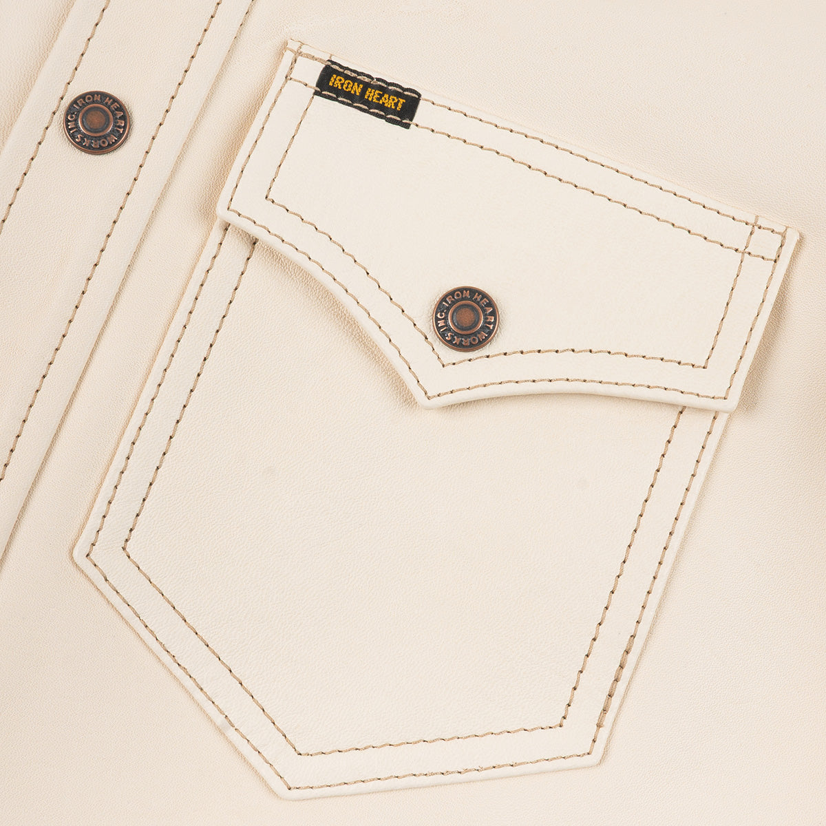 IHSB-PR-NAT - Iron Heart X Simmons Bilt Horsehide Western Shirt - The Pale Rider - Natural