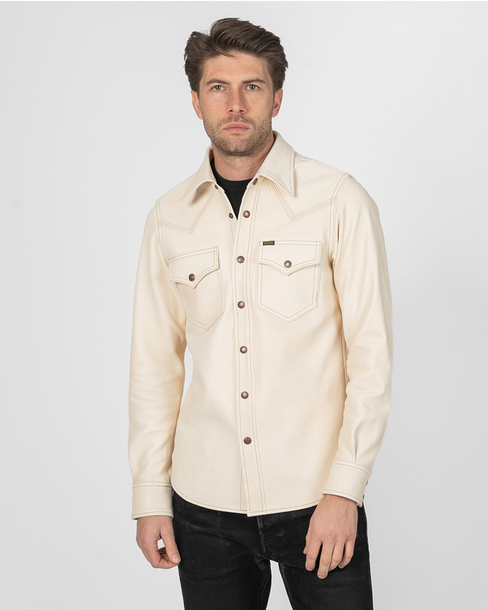 IHSB-PR-NAT - Iron Heart X Simmons Bilt Horsehide Western Shirt - The Pale Rider - Natural