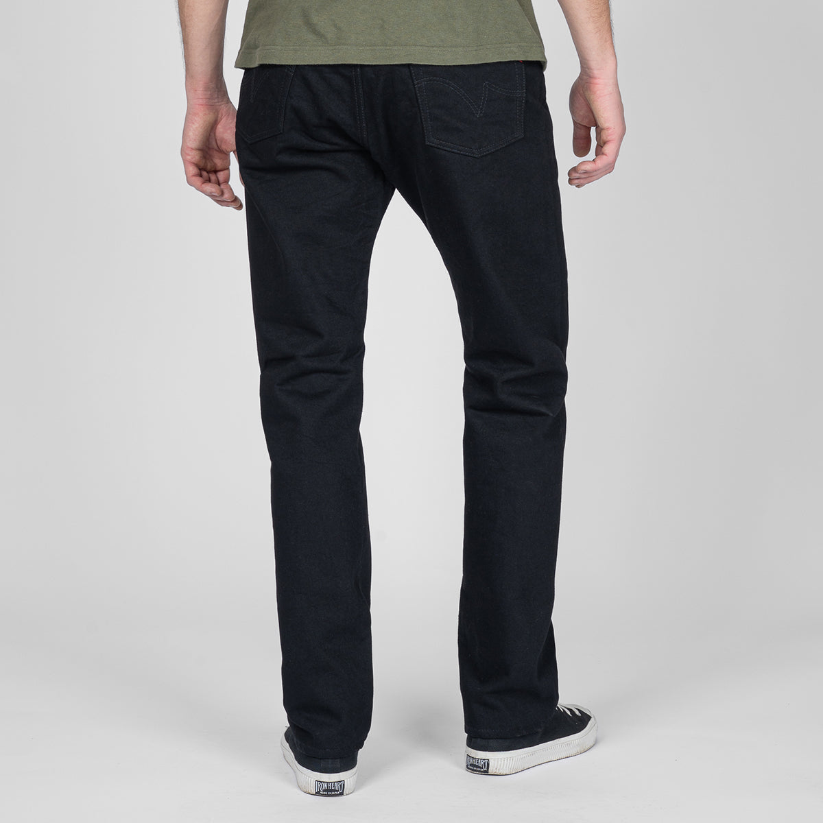 IH-888S-142BB - 14oz Selvedge Denim Medium/High Rise Tapered Jeans - Black/Black