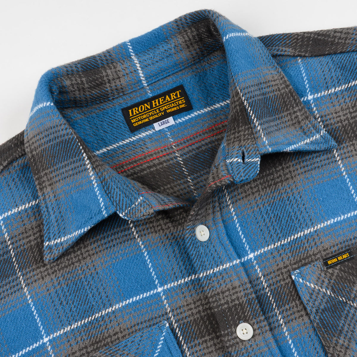 IHSH-458-BLU - FW26 - Heavy Flannel Check Work Shirt - Blue