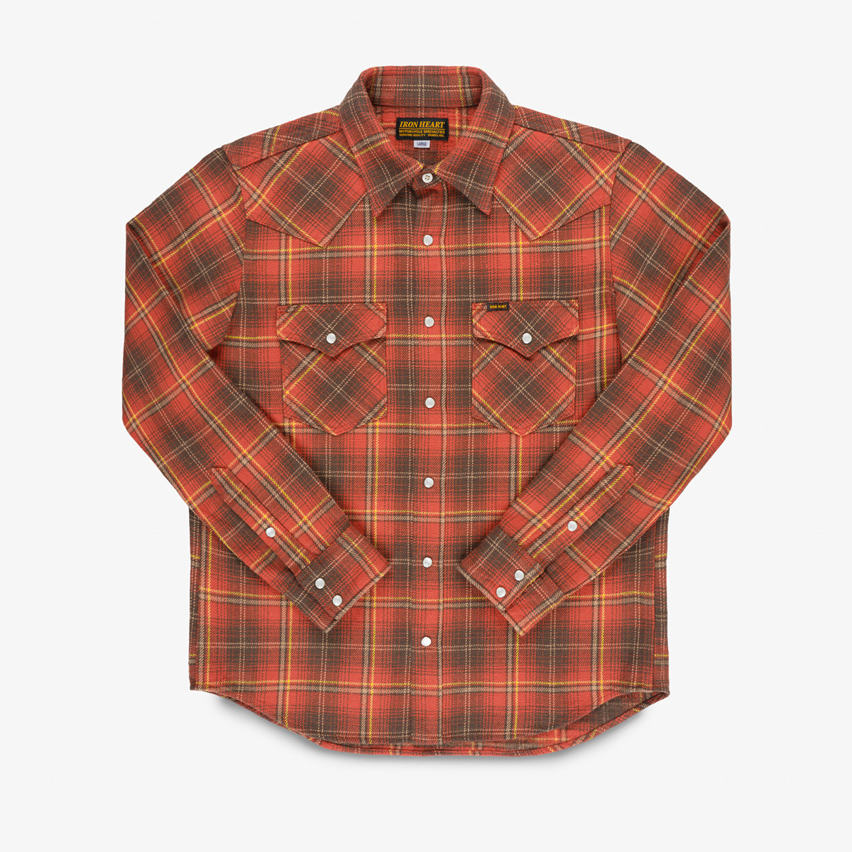 IHSH-455-RED - FW26 - 12oz Slubby Heavy Flannel Check Western Shirt - Red