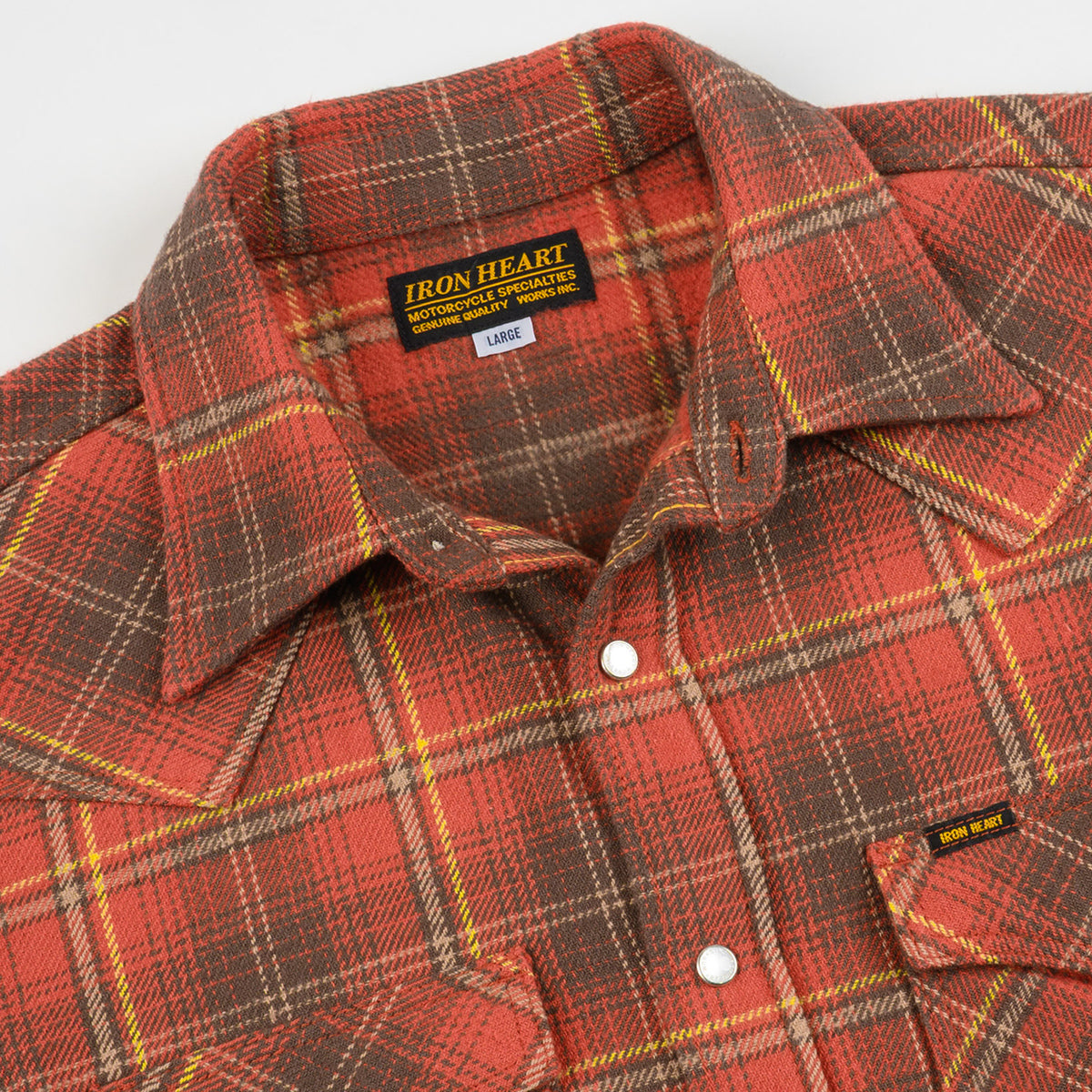 IHSH-455-RED - FW26 - 12oz Slubby Heavy Flannel Check Western Shirt - Red