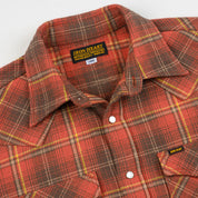IHSH-455-RED - FW26 - 12oz Slubby Heavy Flannel Check Western Shirt - Red