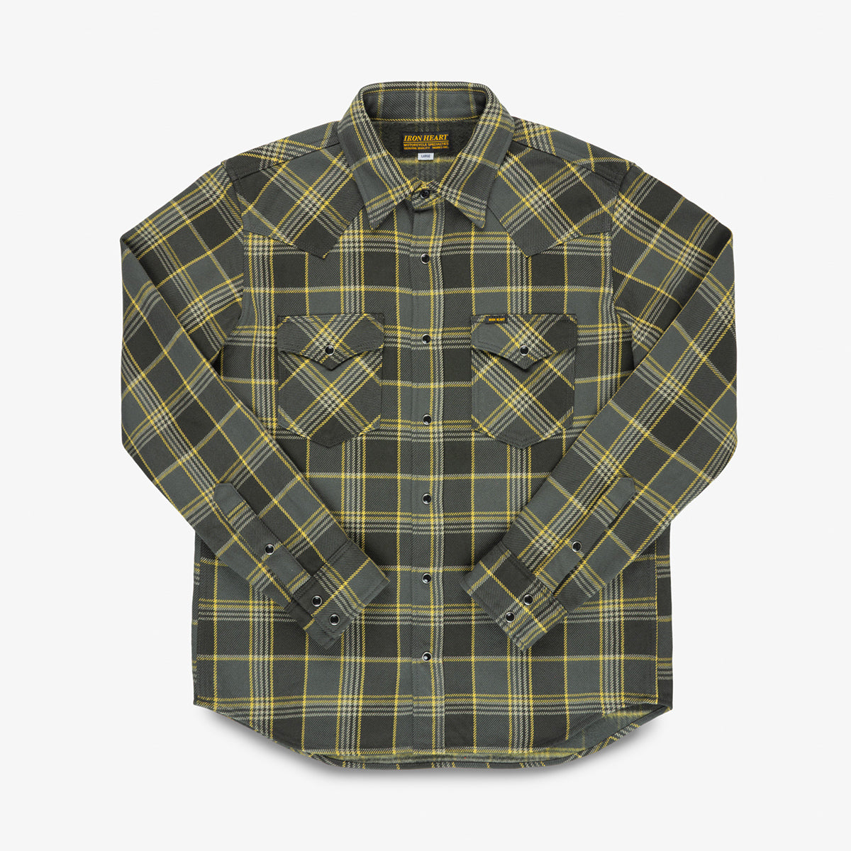 IHSH-461-GRY - FW26 - Ultra Heavy Flannel Check Western Shirt - Grey