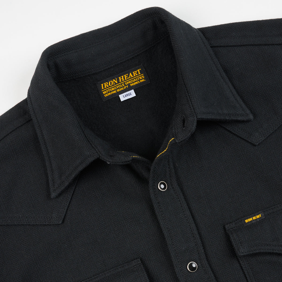 IHSH-459-BLK - FW26 - Ultra Heavy Flannel Herringbone Western Shirt - Black