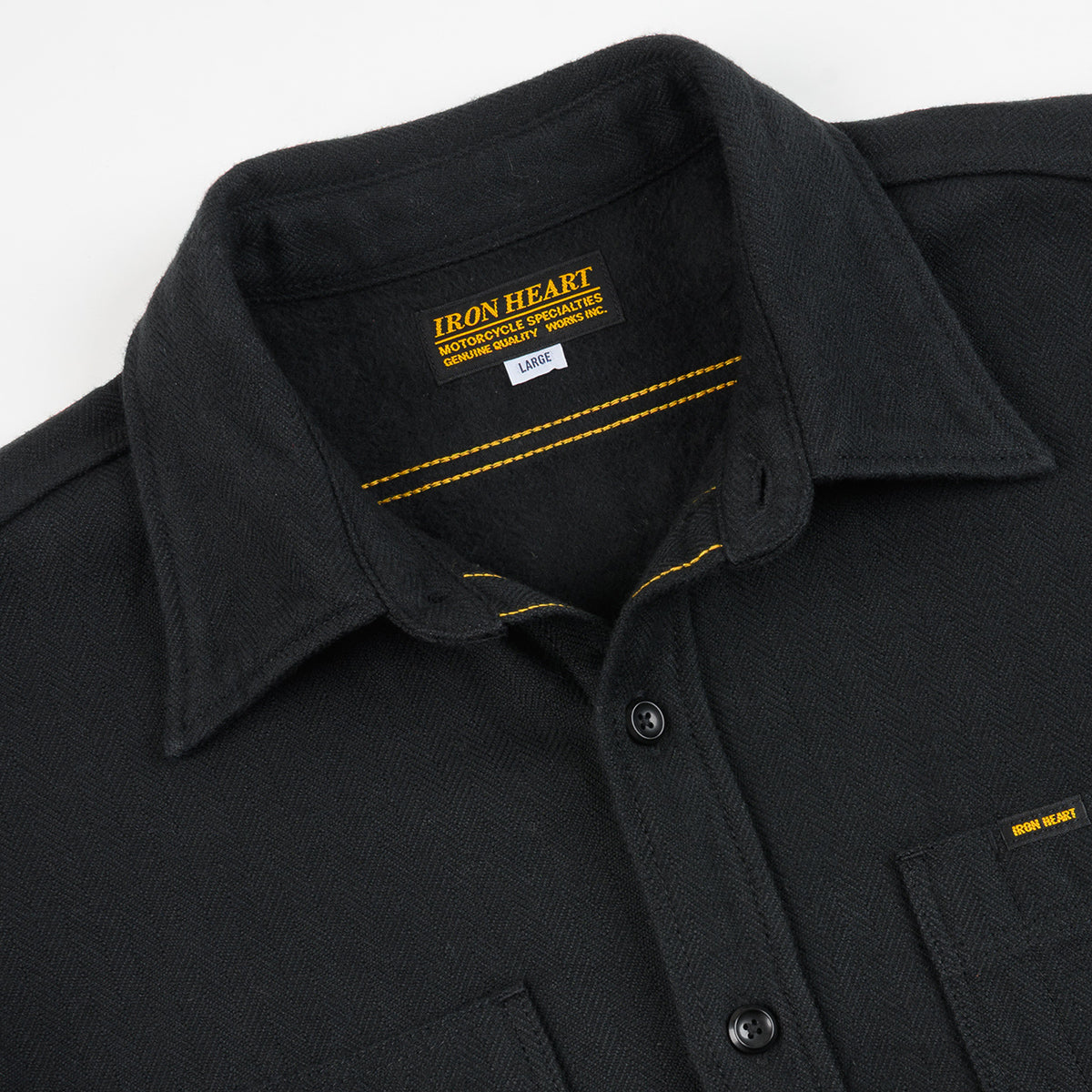 IHSH-460-BLK - FW26 - Ultra Heavy Flannel Herringbone Work Shirt - Black