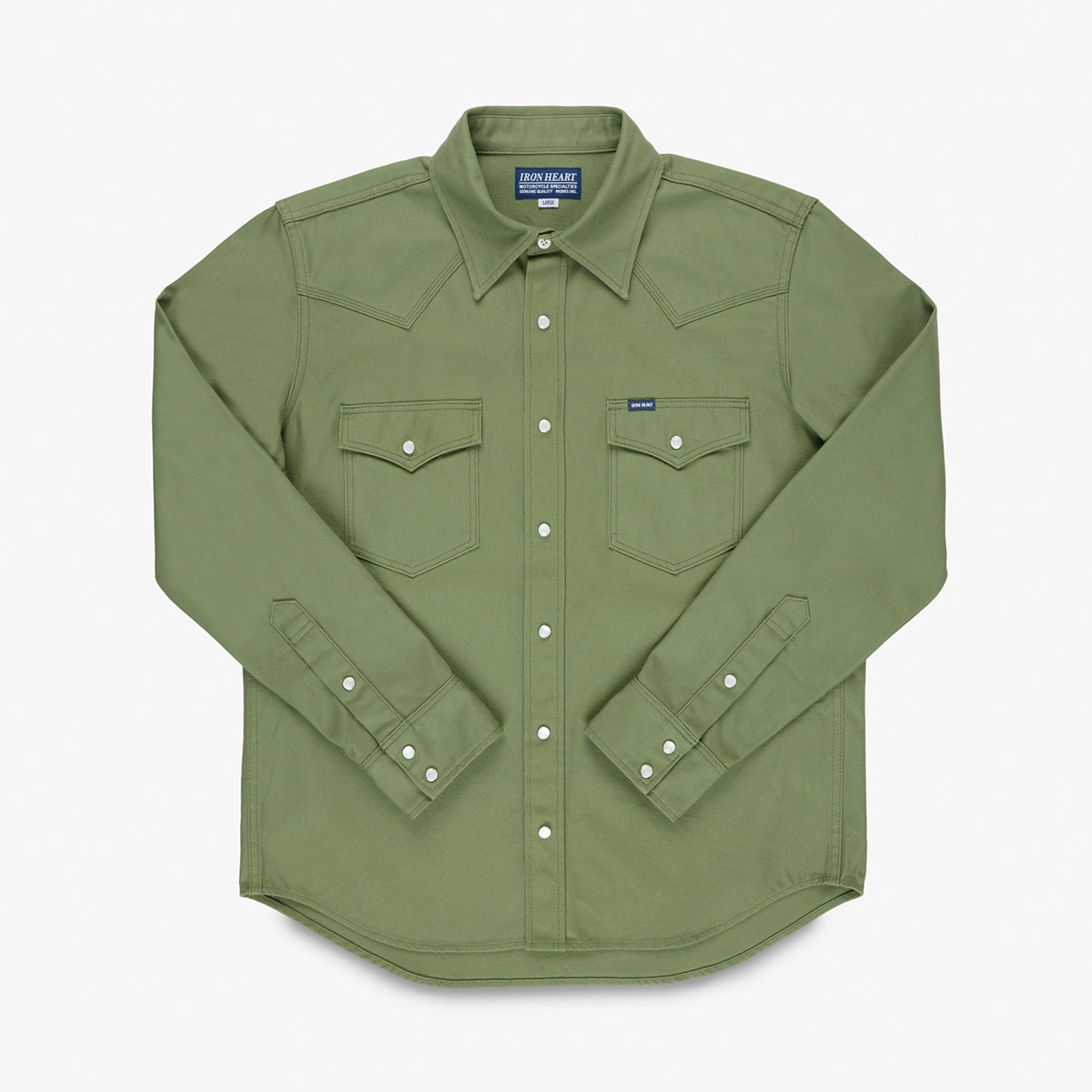 IHSH-454-ODG - FW26 - 11oz Military Serge Western Shirt - Olive Drab Green