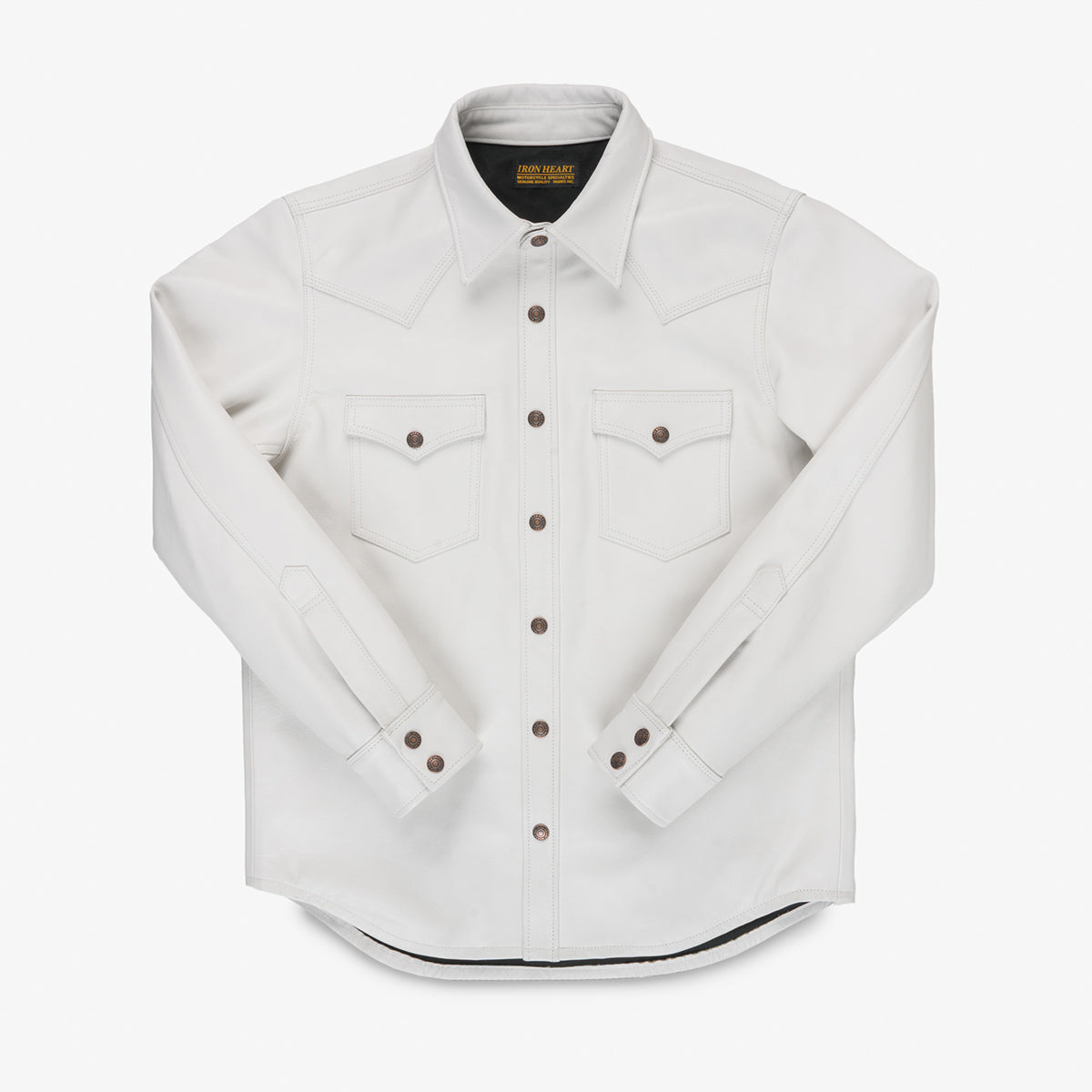 IHSH-464-WHT - FW26 - Leather Western Shirt - White