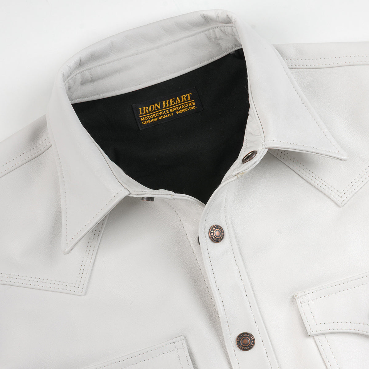 IHSH-464-WHT - FW26 - Leather Western Shirt - White