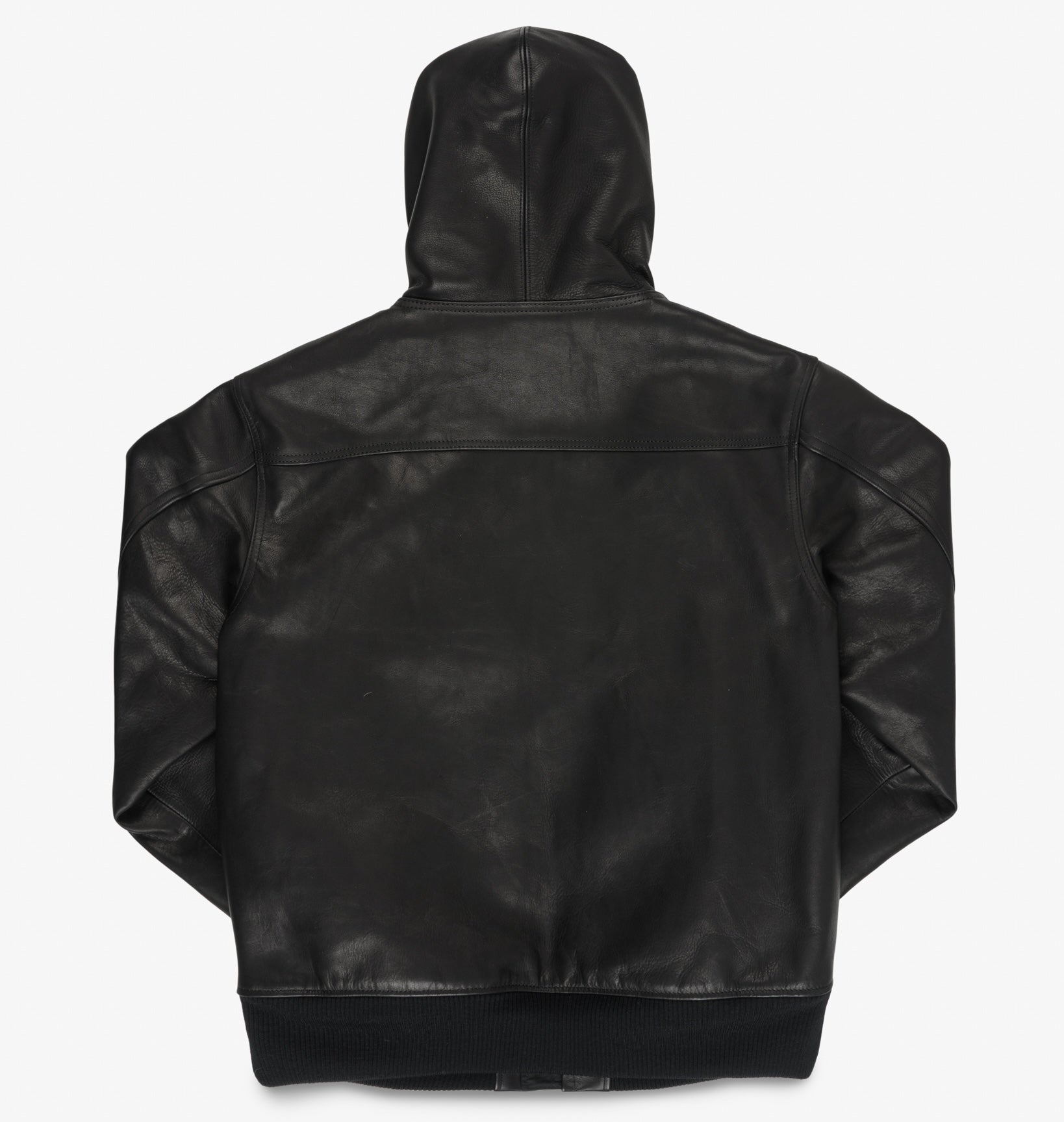 IHJ-173-BLK - FW26 - Waterproof Coated Leather Hooded Jacket - Black