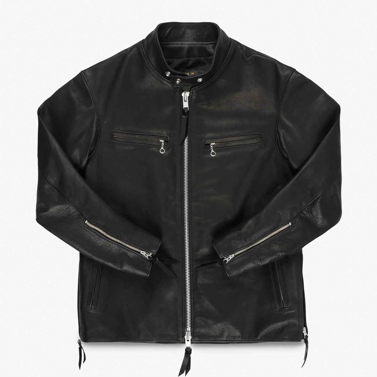 IHJ-172-BLK - FW26 - Waterproof Coated Leather Rider’s Jacket - Black