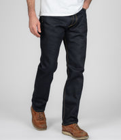 IH-888-XHSib- 25oz Selvedge Denim Medium/High Rise Tapered Cut Jeans - Indigo/Black