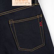IH-888-XHSib- 25oz Selvedge Denim Medium/High Rise Tapered Cut Jeans - Indigo/Black