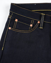 IH-888-XHSib- 25oz Selvedge Denim Medium/High Rise Tapered Cut Jeans - Indigo/Black