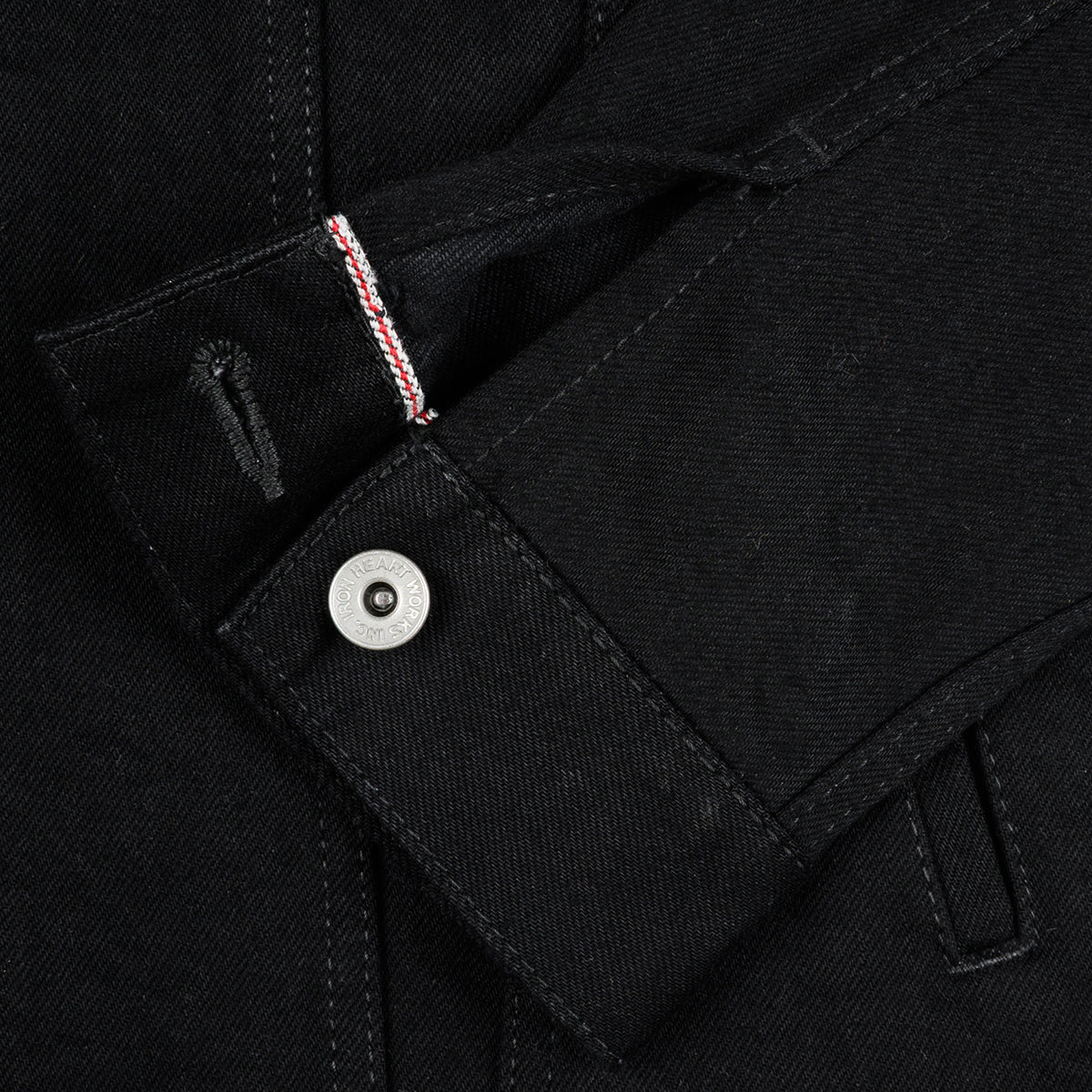IHJ-86-BLK - 14oz Selvedge Denim Modified Type III Jacket - Black/Black