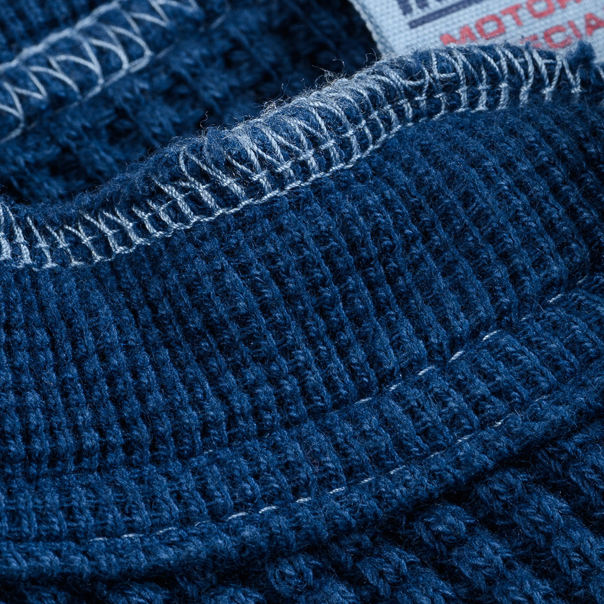 IHTL-1213-IND - Waffle Knit Long Sleeved Thermal Henley - Indigo Dyed