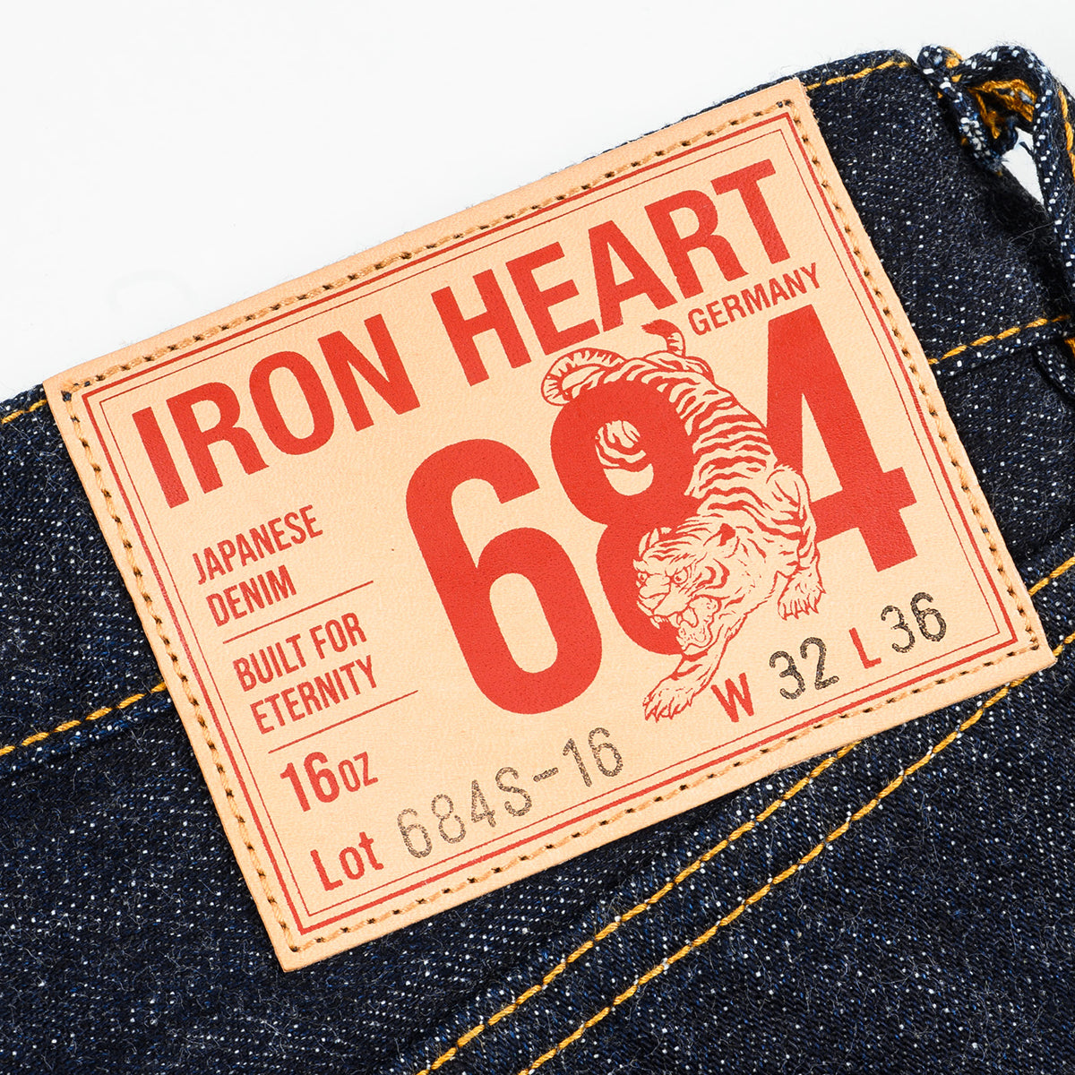 IH-684S-16-GER/2 - Iron Heart Germany 16oz Vintage Selvedge Denim Relaxed Cut Jeans - Indigo