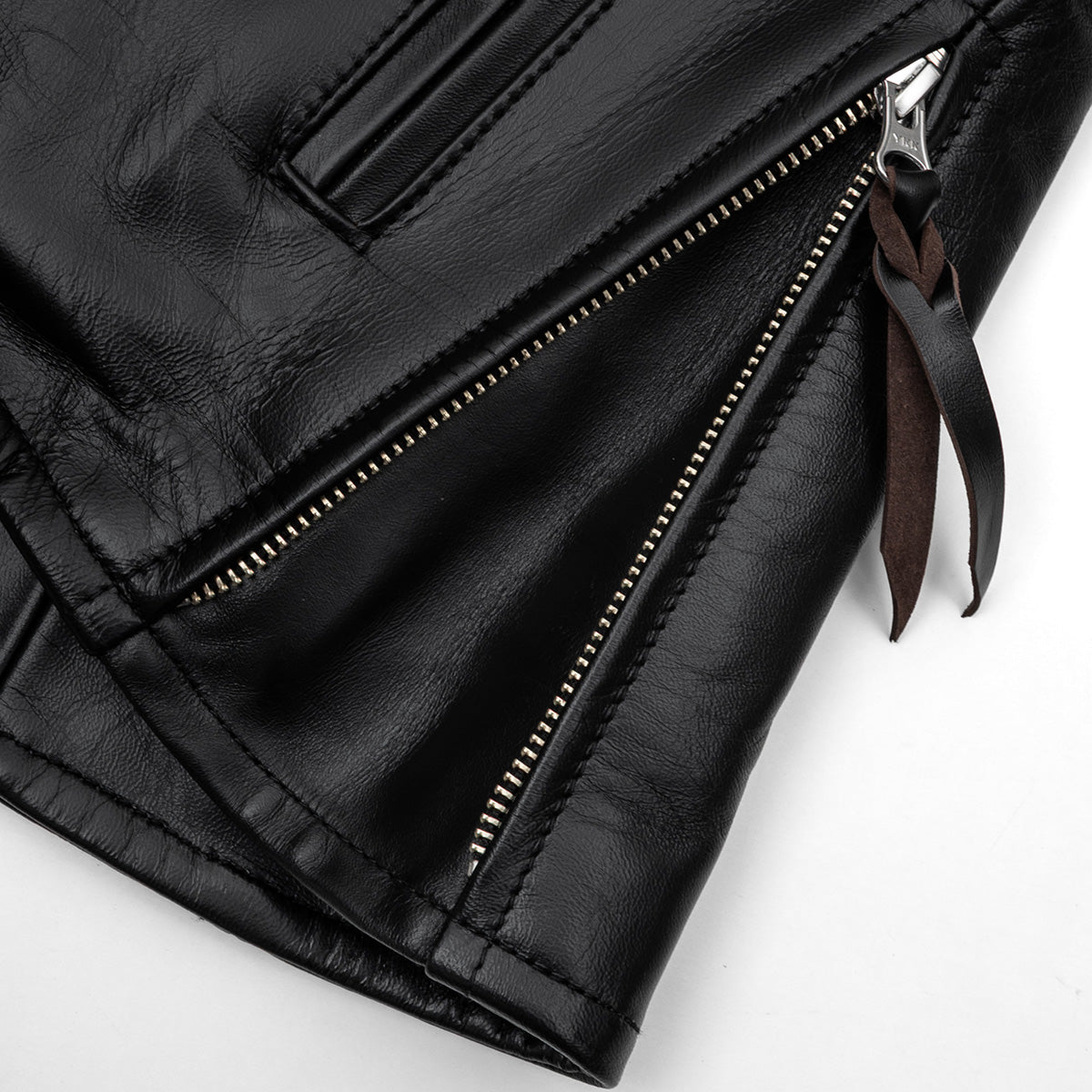 IHJ-54-BLK - Japanese Horsehide Rider’s Jacket with collar - Black (Tea-Core Dyed)