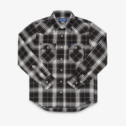 IHSH-439-BLK - 9oz Selvedge Flannel Western Shirt - Black Check