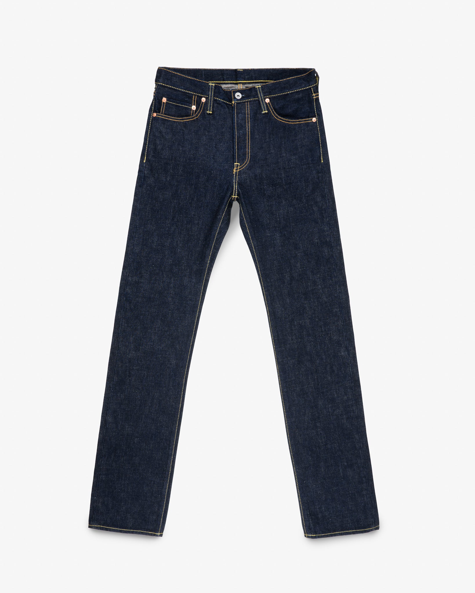IH-666S-18 - 18oz Vintage Selvedge Denim Slim Straight Cut Jeans - Indigo