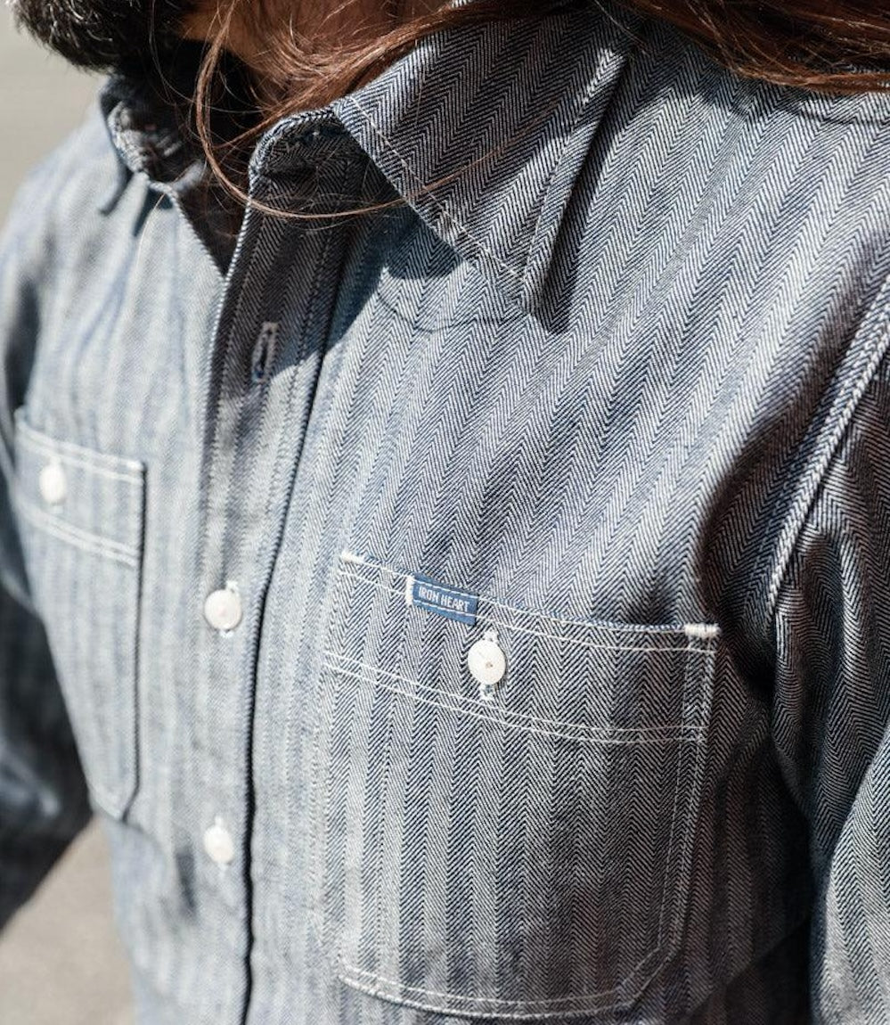 IHSH-308-IND - 12oz Herringbone Work Shirt Indigo