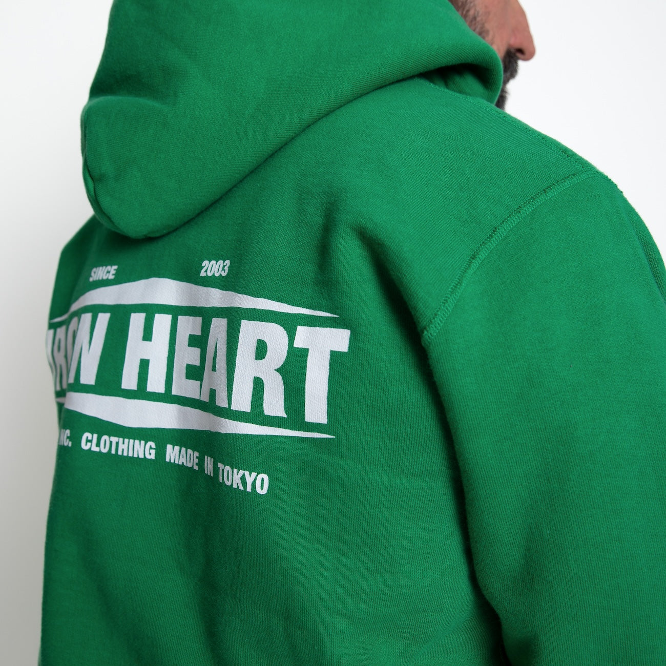 FW24 - IHSW-76L-GRN - Printed 14oz Ultra Heavyweight Loopwheel Cotton Zippered Hoodie - Green