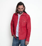 13.5oz Denim Western Shirt - Red