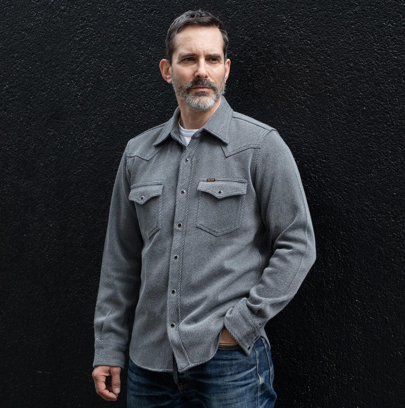 Top Dyed Heavy Kersey Western Shirt - Grey