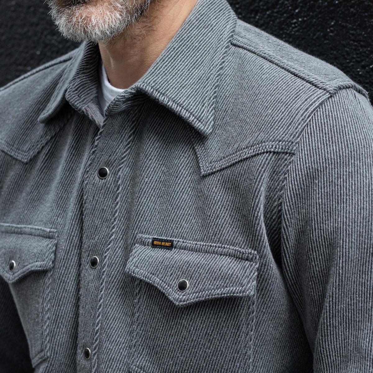 Top Dyed Heavy Kersey Western Shirt - Grey