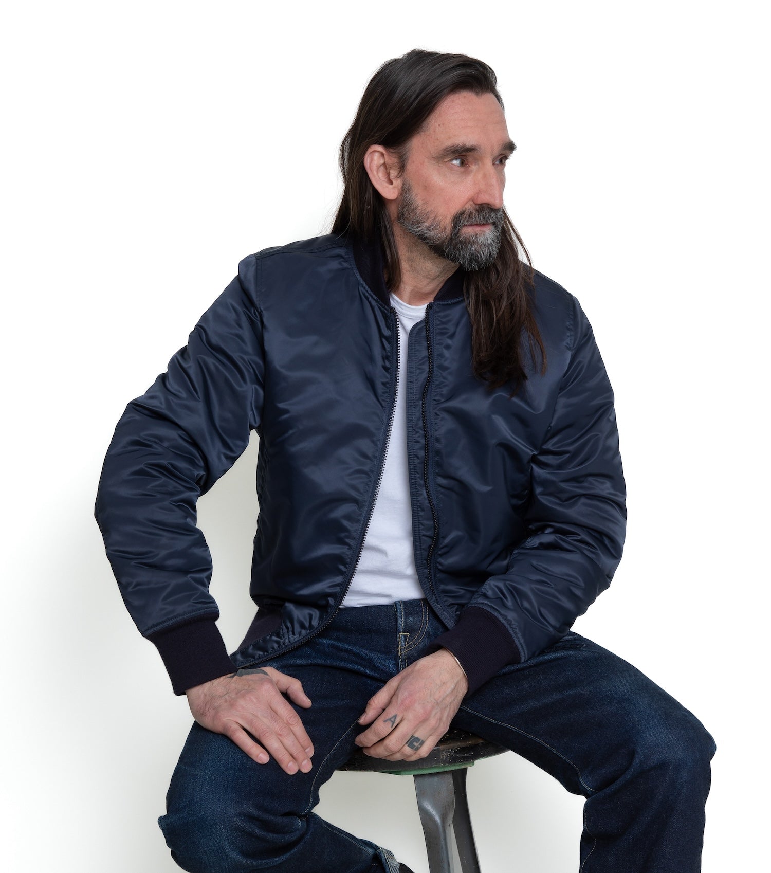 FW24 - IHM-43-NAV - Nylon Type L-2B Flight Jacket - Navy Blue