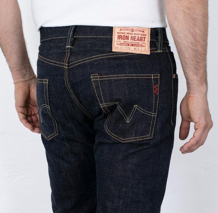 IH-777N - 17oz Selvedge Denim Slim Tapered Cut Jeans - Natural Indigo
