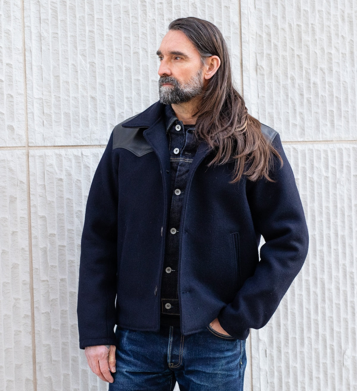 SB-RA-WO-NAV - Simmons Bilt Woll Ranch Jacket - Navy