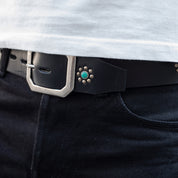 HTC-EAGLE-BELT-BLK - Hollywood Trading Co. Eagle Belt w/ turquoise stones - Black