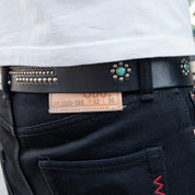 HTC-EAGLE-BELT-BLK - Hollywood Trading Co. Eagle Belt w/ turquoise stones - Black
