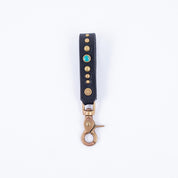 HTC-KEY-FOB-BLK - Hollywood Trading Co. Brass Key Fob w/ turquoise stones - Black
