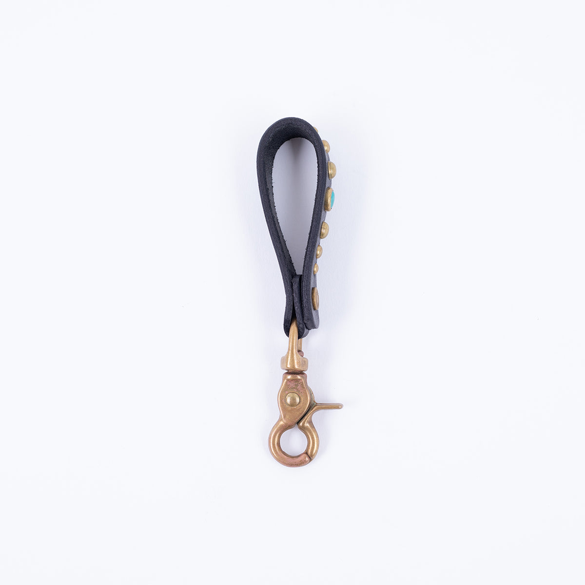 HTC-KEY-FOB-BLK - Hollywood Trading Co. Brass Key Fob w/ turquoise stones - Black