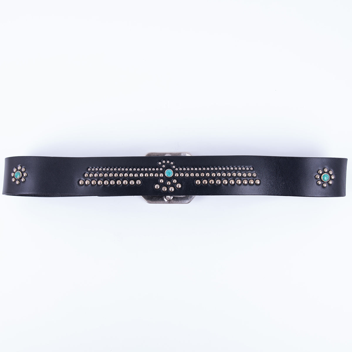 HTC-EAGLE-BELT-BLK - Hollywood Trading Co. Eagle Belt w/ turquoise stones - Black