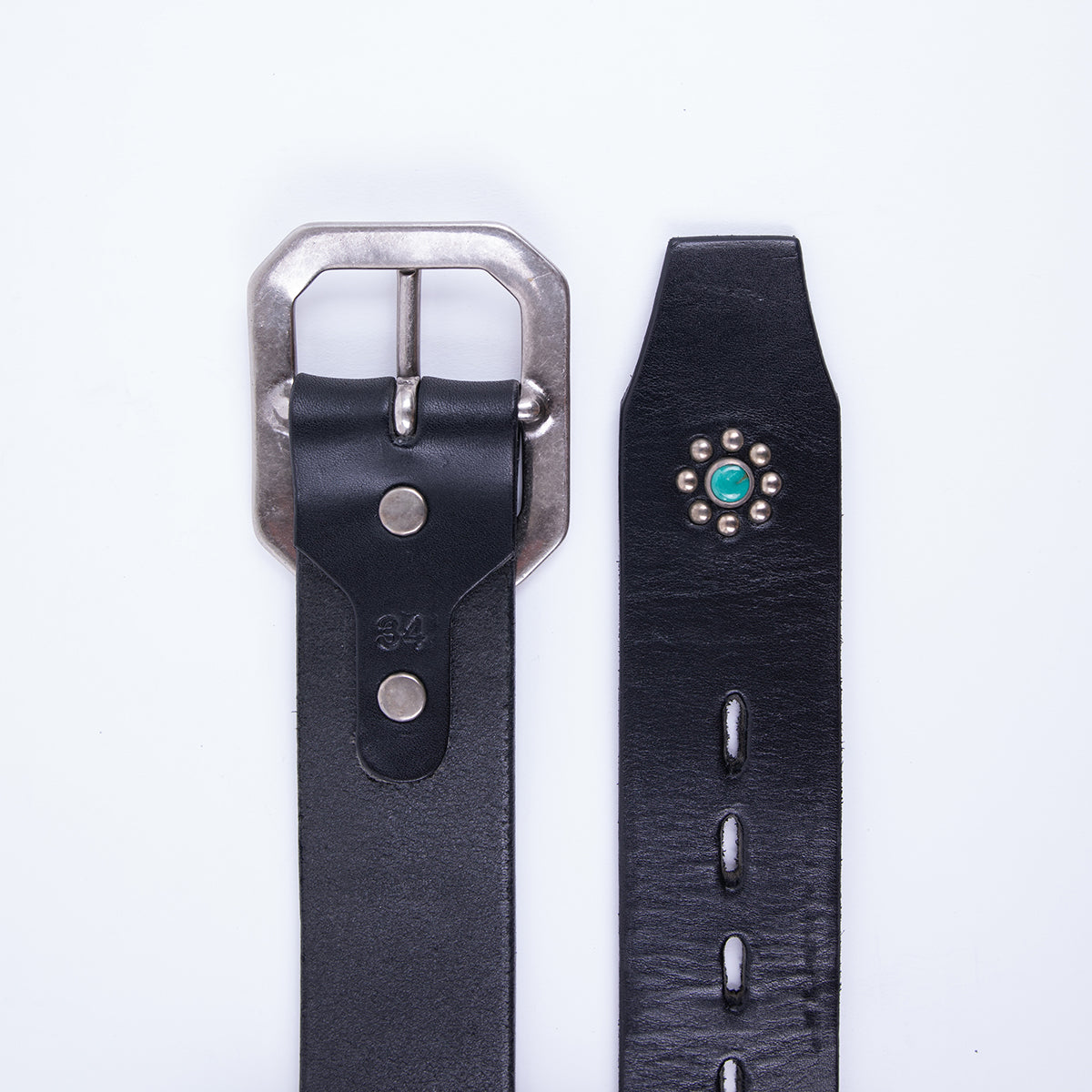 HTC-EAGLE-BELT-BLK - Hollywood Trading Co. Eagle Belt w/ turquoise stones - Black
