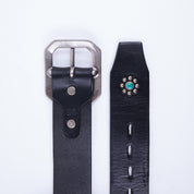 HTC-EAGLE-BELT-BLK - Hollywood Trading Co. Eagle Belt w/ turquoise stones - Black