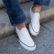 AS-041-WHT - ASAHI Cotton Deck Shoes - White