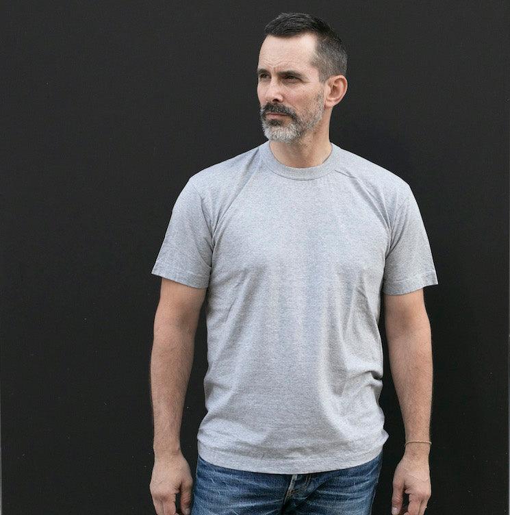 Image showing the UTIL-GRY - UTILITEES - 5.5oz Loopwheel Crew Neck T-Shirt - Grey which is a T-Shirts described by the following info Released, T-Shirts, Tops, Utilitees and sold on the IRON HEART GERMANY online store
