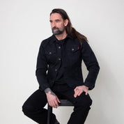 Image showing the IHJ-132-BLK - 14oz Selvedge Denim Modified Type III Jacket - Superblack which is a Jackets described by the following info SS24 and sold on the IRON HEART GERMANY online store